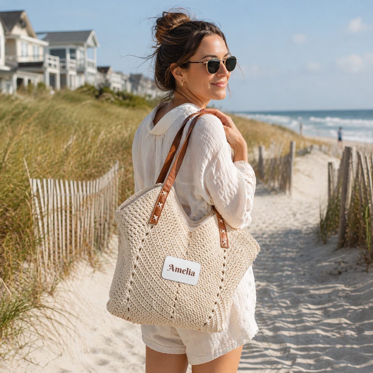 Personalized Woven Straw Tote Bag — Custom Name  Beach & Market Tote