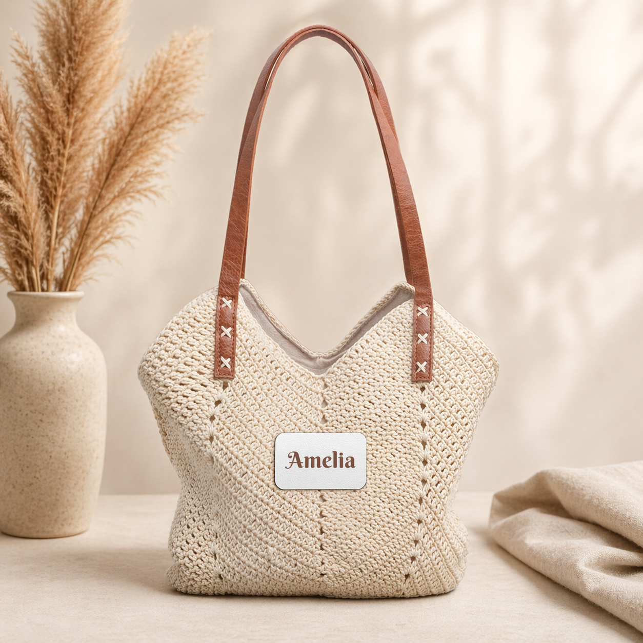 Personalized Woven Straw Tote Bag — Custom Name  Beach & Market Tote