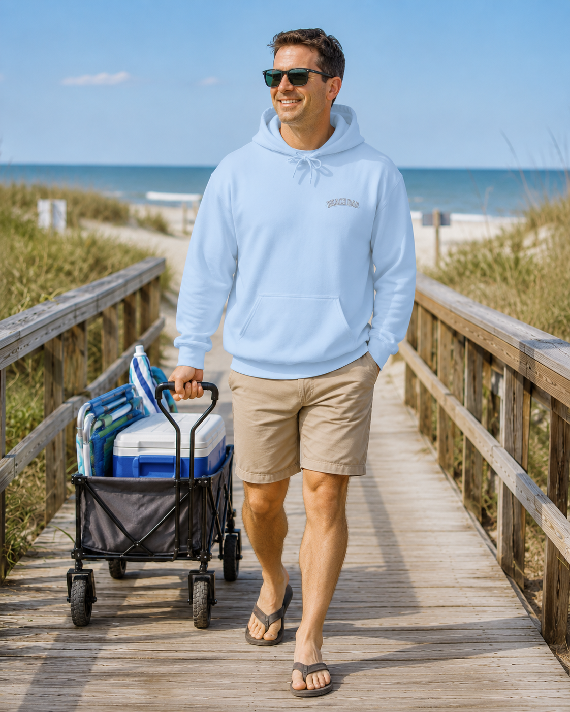 Beach Dad Hoodie — Vintage Surf Cart Graphic Hooded Sweatshirt