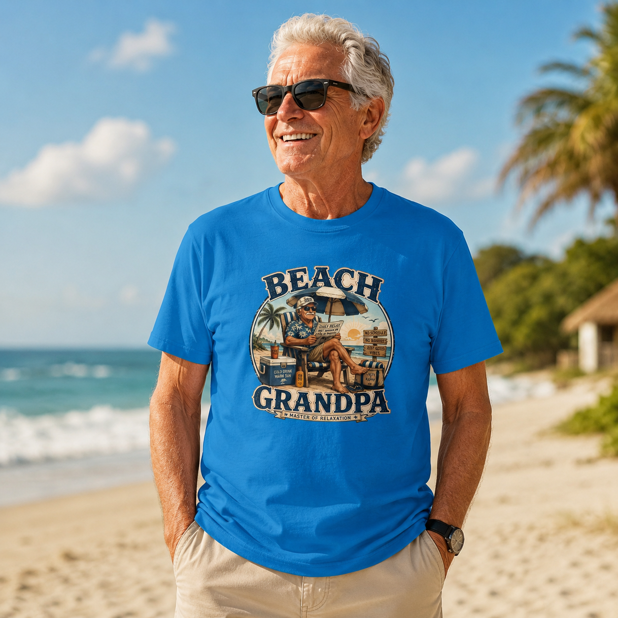 Beach Grandpa T-Shirt — Vintage Retro Surfing Grandfather Tee