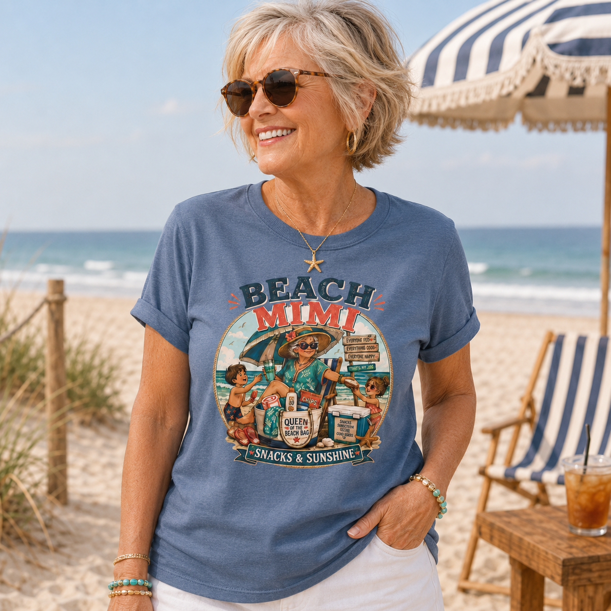 Beach Mimi T-Shirt — Vintage Beach Grandma Graphic Tee for Summer & Vacations