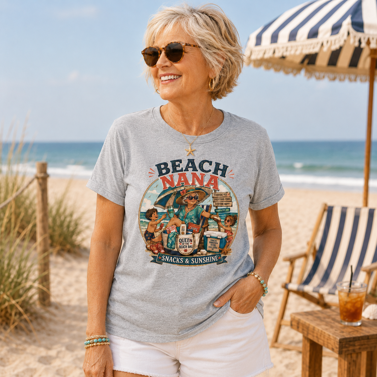 Beach Nana T-Shirt — Vintage Grandma Beach Vacation Tee