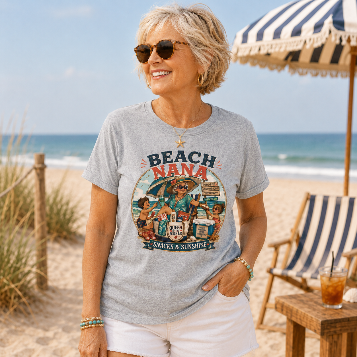 Beach Nana T-Shirt — Vintage Grandma Beach Vacation Tee