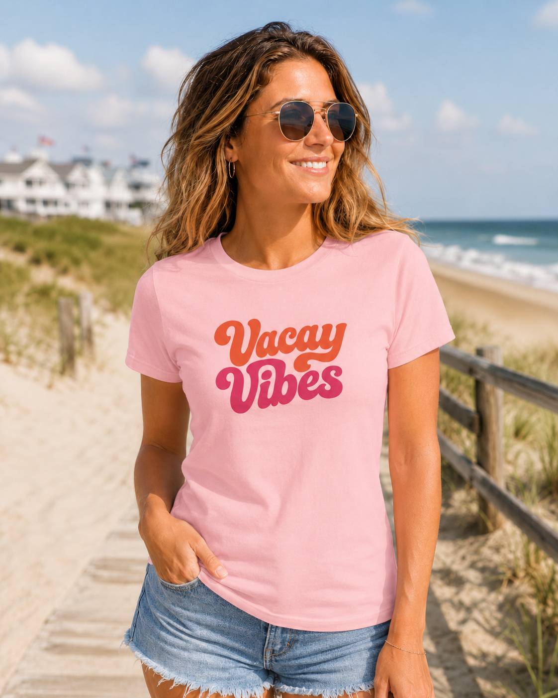 Vacay Vibes Women's Tee - Retro Beach Vacation Shirt