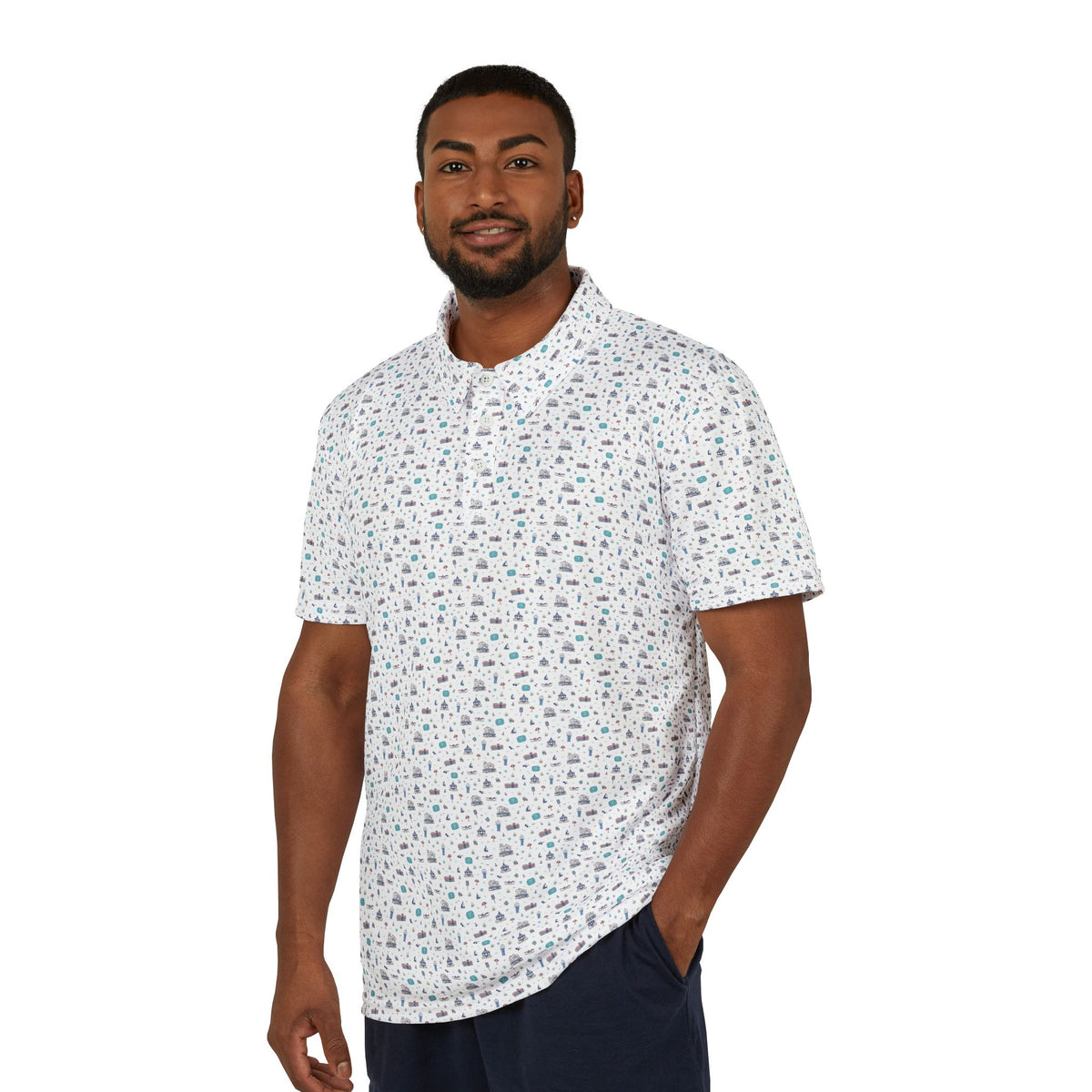 Lavallette NJ Golf Polo | Jersey Shore Coastal Pattern Shirt