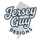 Logo for Jersey Guy Designs with a stylized map of New Jersey in the background.