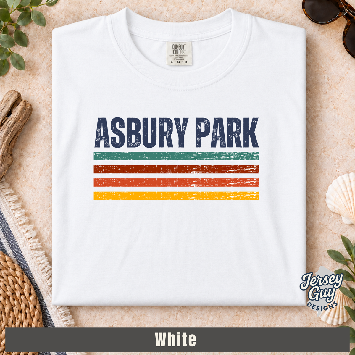 Asbury Park NJ Retro Stripe Comfort Colors 1717 T Shirt