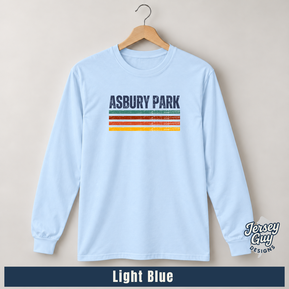 Asbury Park NJ Retro Stripe Long Sleeve Tee