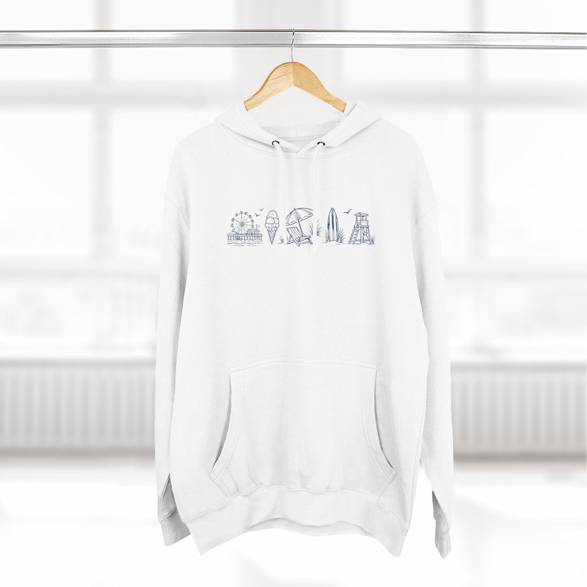 Personalized Family Beach Vacation Icons Premium Fleece Hoodie