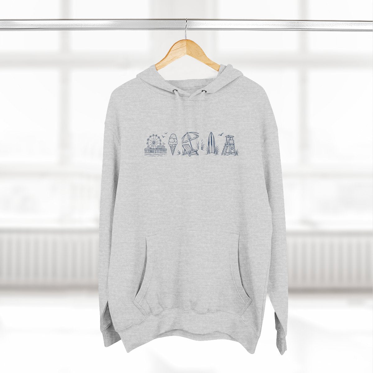 Personalized Family Beach Vacation Icons Premium Fleece Hoodie