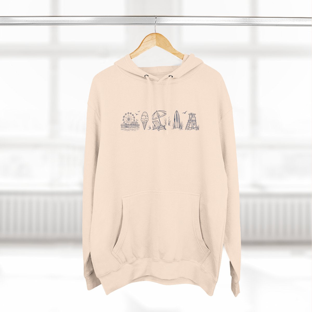 Personalized Family Beach Vacation Icons Premium Fleece Hoodie