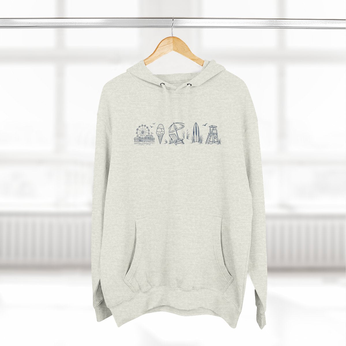 Personalized Family Beach Vacation Icons Premium Fleece Hoodie